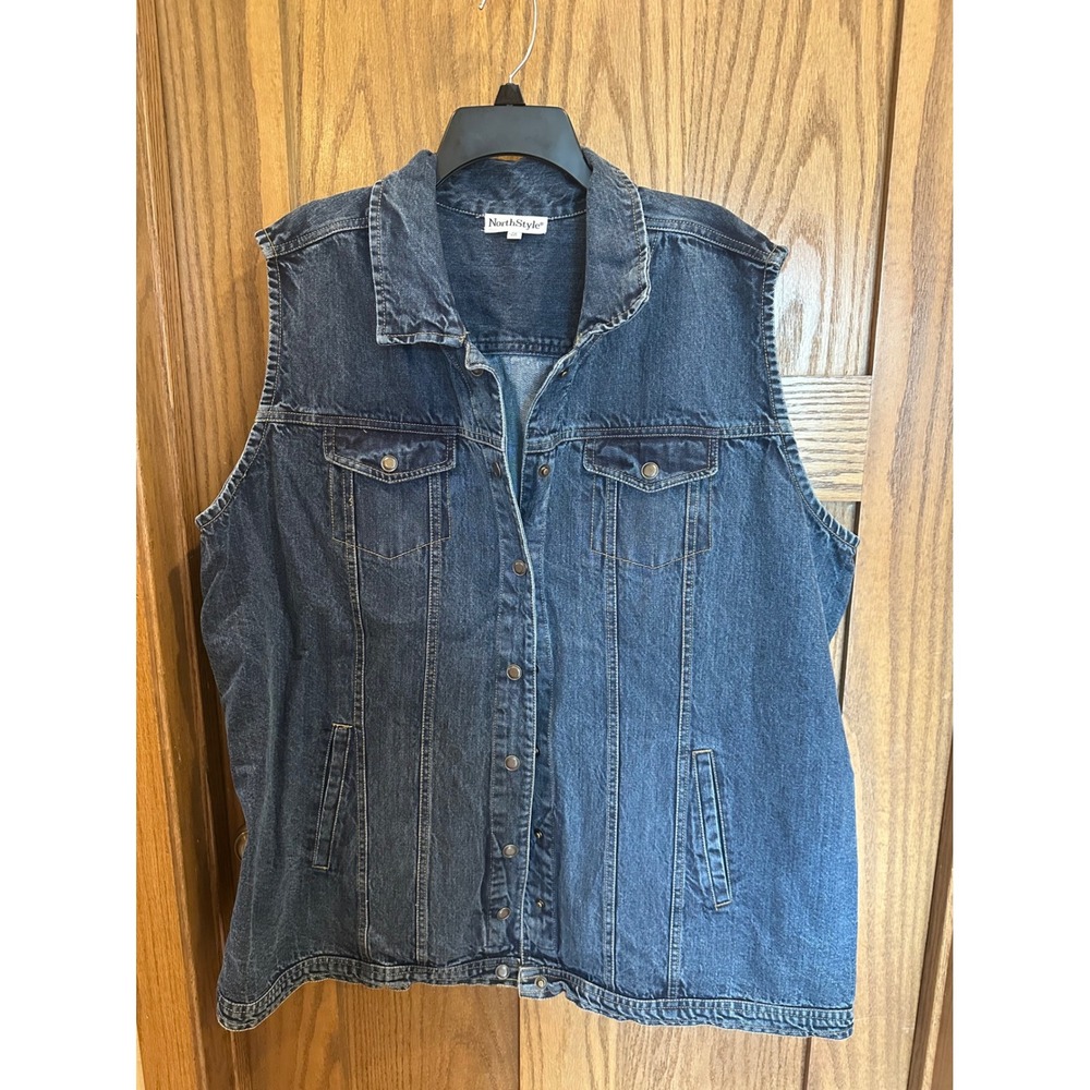 NorthStyle Classic Denim Vest Western Layer 90s Extra Long
